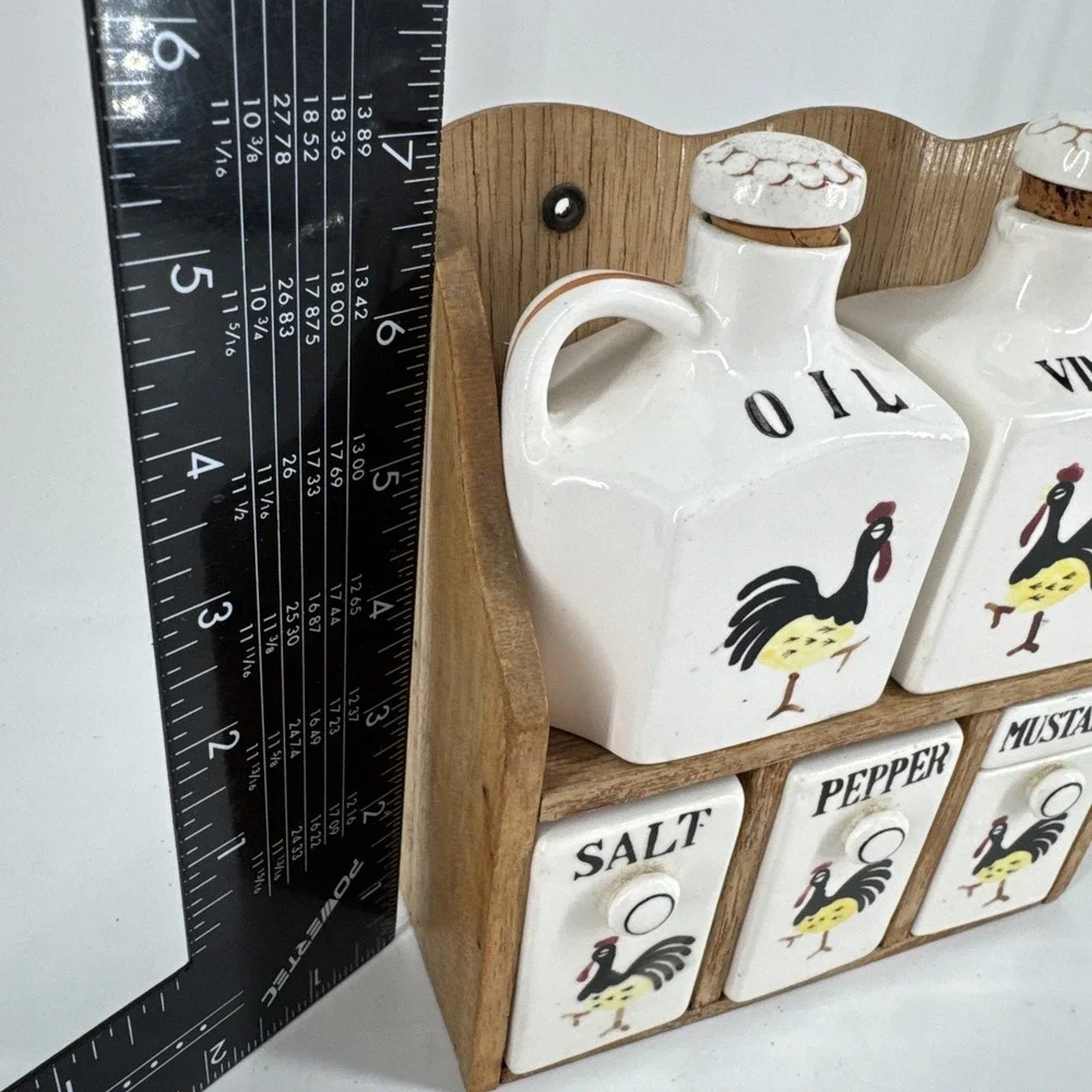 Condiments Set Oil Vinegar Salt Pepper Shaker Mustard Jar Made In Japan Vintage‎